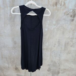Gentle fawn black jersey knit cutout mini tank dress
